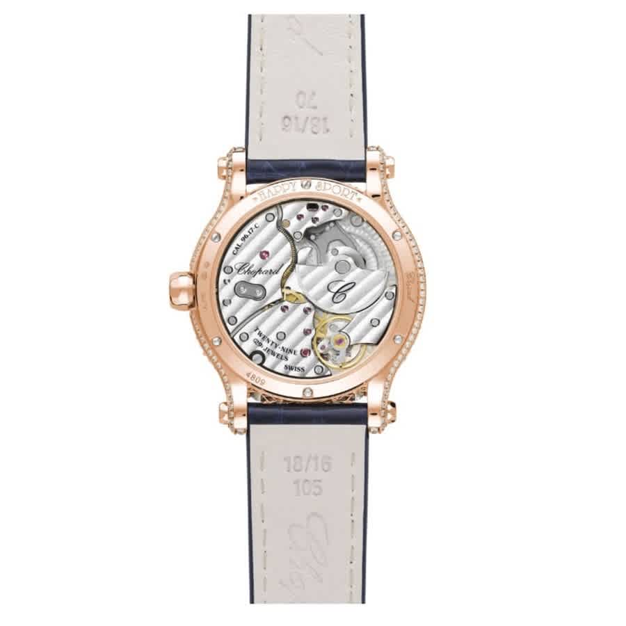 Shop Chopard Happy Sport Automatic Diamond Ladies Watch 274809-5001 In Blue / Gold / Gold Tone / Mop / Mother Of Pearl / Rose / Rose Gold / Rose Gold Tone