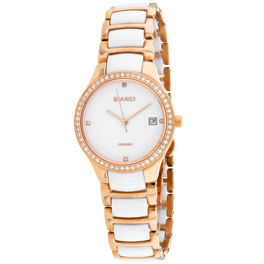 Roberto Bianci Balbinus Quartz White Dial Ladies Watch Rb2953 In Gold Tone,pink,rose Gold Tone,white