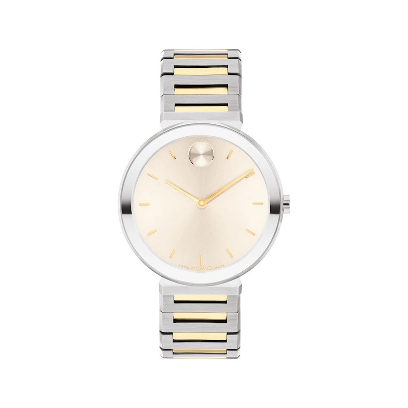 Movado Women's Bold Horizon Swiss Quartz Two Tone Stainless Steel Watch 34mm In Two Tone  / Gold Tone / Taupe / Yellow