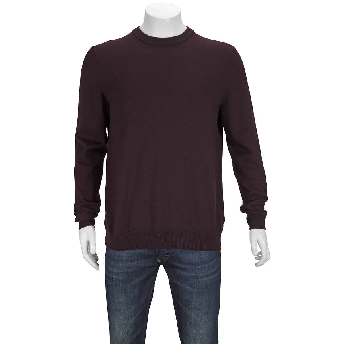 HUGO BOSS MENS BLUE REGULAR-FIT SWEATER IN MOULINE VIRGIN WOOL