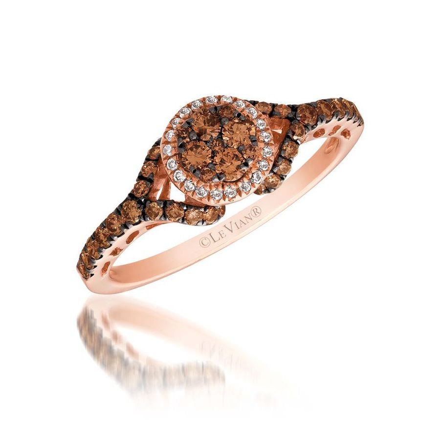 Le Vian Ladies Chocolate Diamonds Fashion Ring In 14k Strawberry Gold In Brown