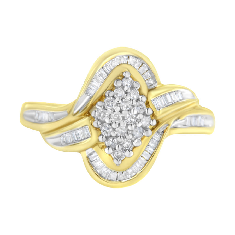 Haus Of Brilliance 14kt Yellow Gold 1/2 Carat Tdw Diamond Cross-over Cluster Ring (h-i In Gold Tone,yellow
