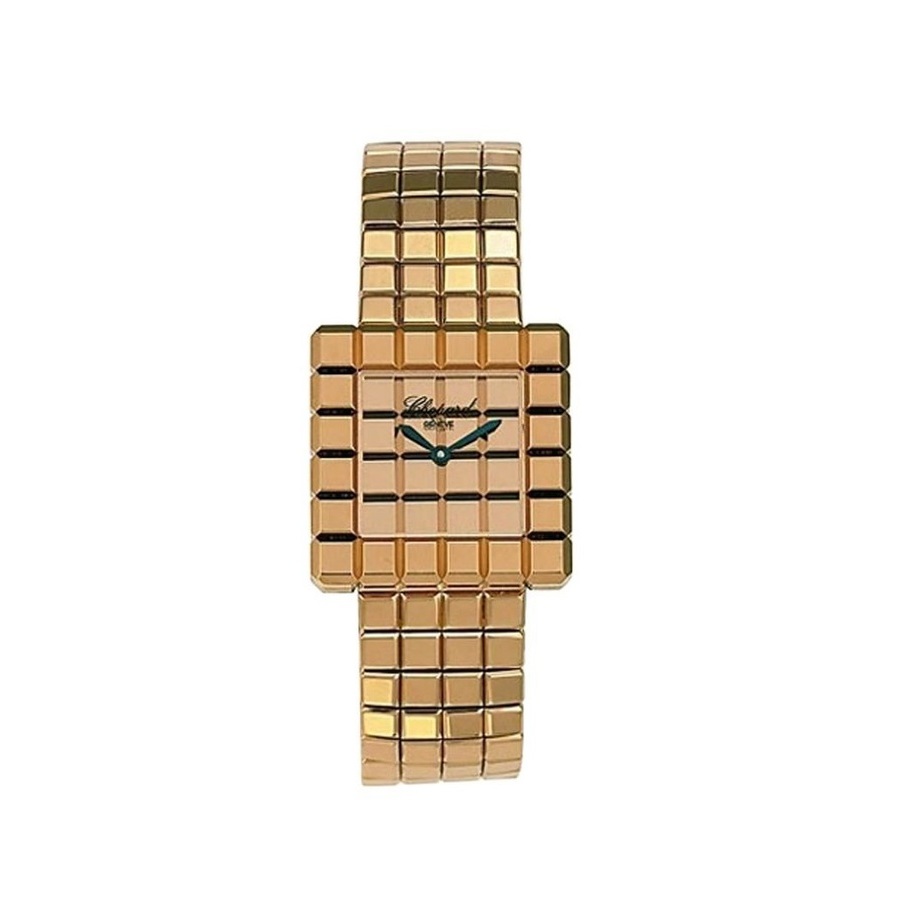 Chopard Ice Cube Gold-tone Dial Ladies Watch 117407-0001 In Blue / Gold / Gold Tone / Yellow