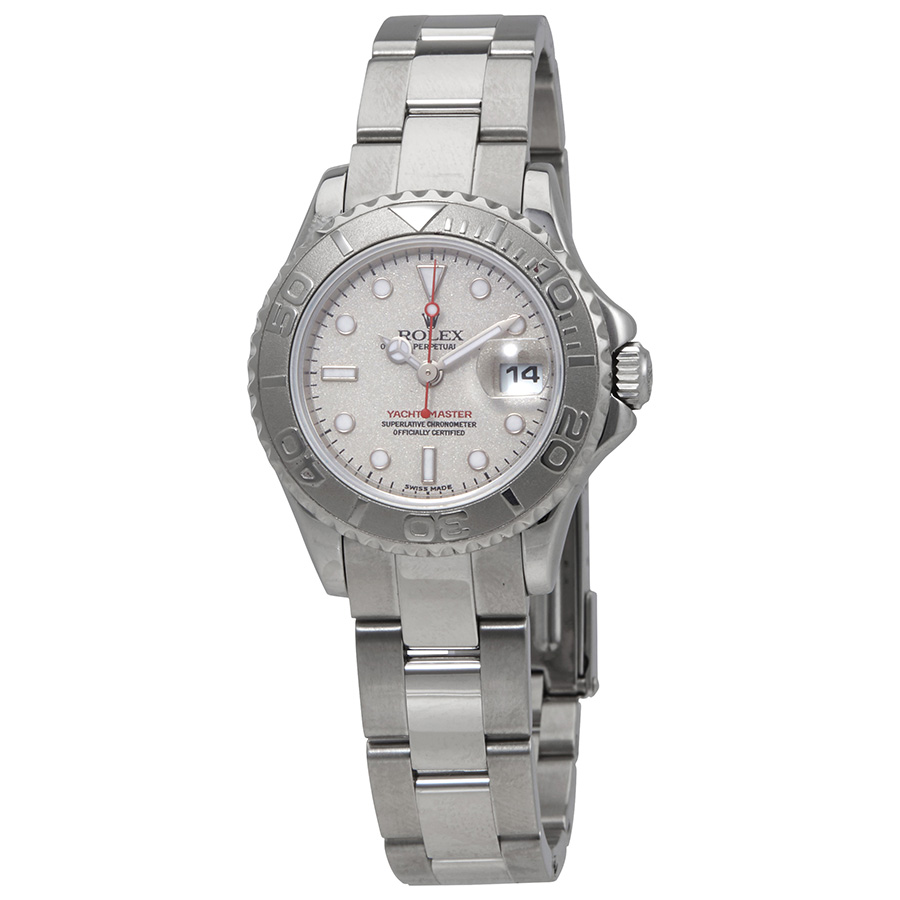 Pre-owned Rolex Yacht-master Ladies Automatic Watch 169622 In Platinum / Silver / White