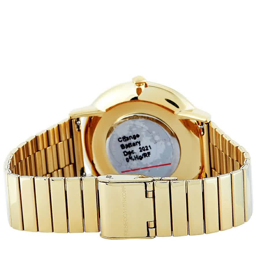 Shop Rebecca Minkoff Major Quartz Black Dial Ladies Watch 2200006 In Black / Gold / Gold Tone