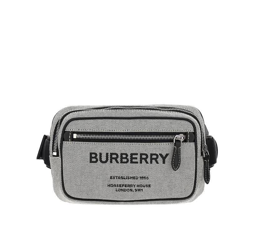 Burberry Horseferry Print Cotton Canvas Bum Bag In Black