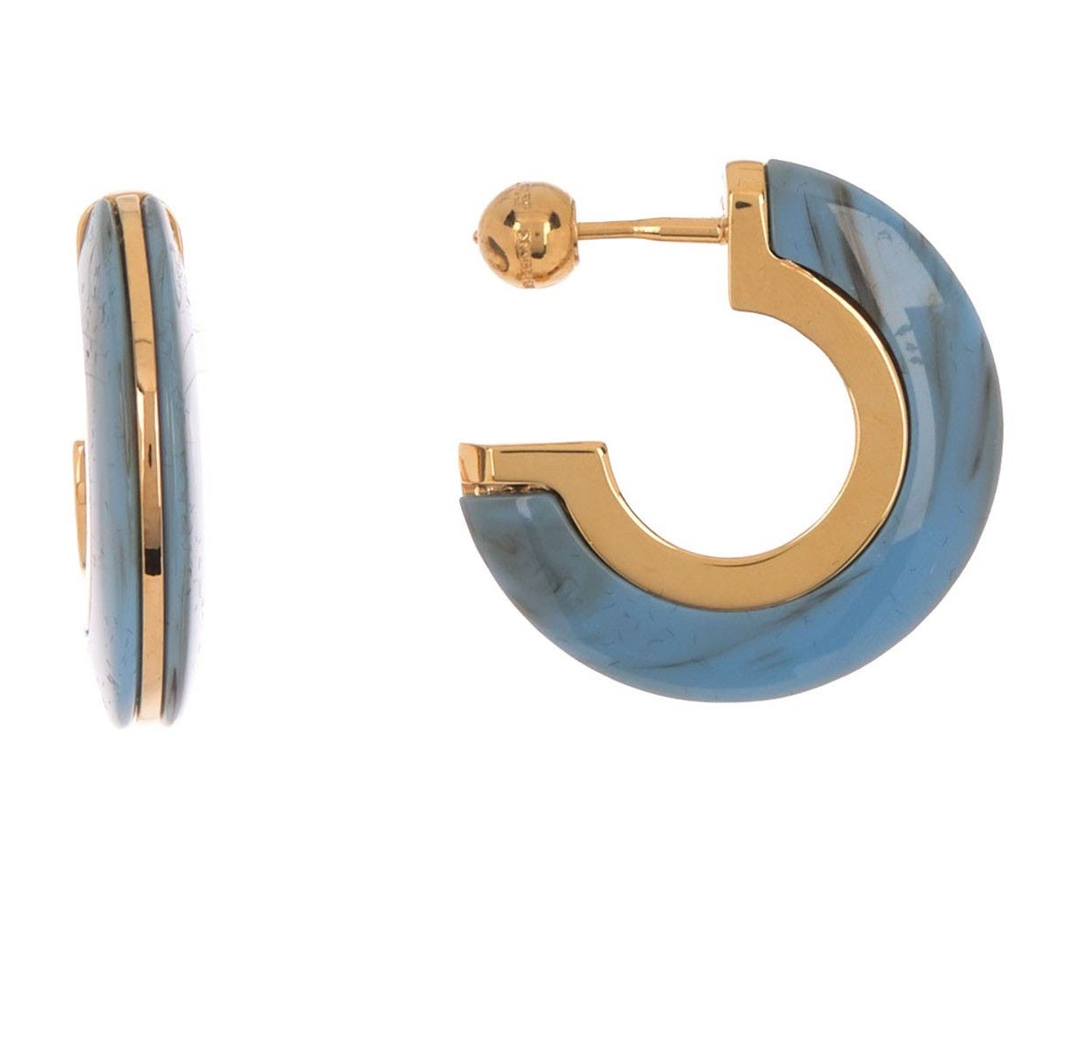 Burberry Ladies Reese Hoop Earrings In Blue,brown,gold Tone