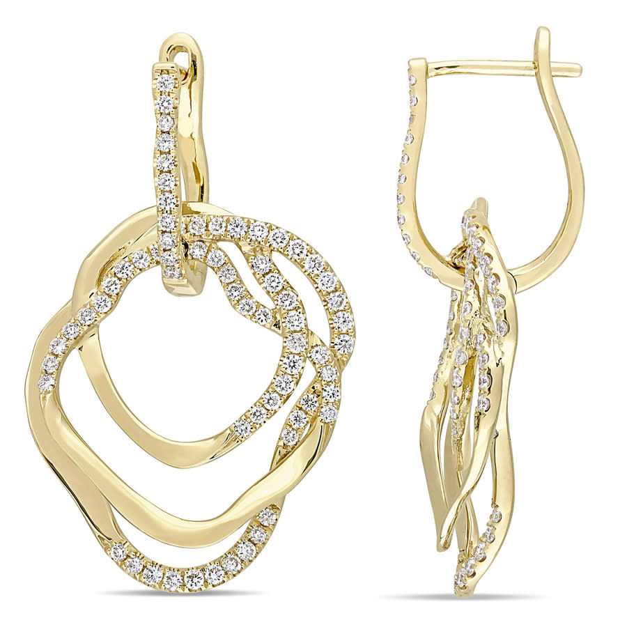 Amour 1 Ct Diamond Tw Cuff Earrings 14k Yellow Gold Gh Si1