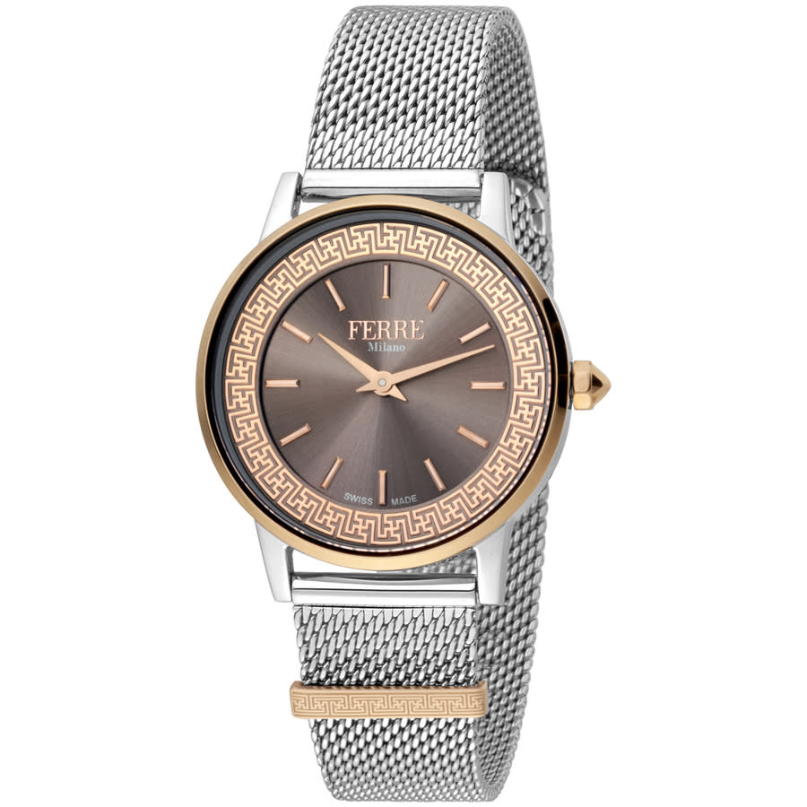 Shop Ferre Milano Classic Quartz Brown Dial Ladies Watch Fm1l103m0721 In Brown / Gold Tone / Rose / Rose Gold Tone