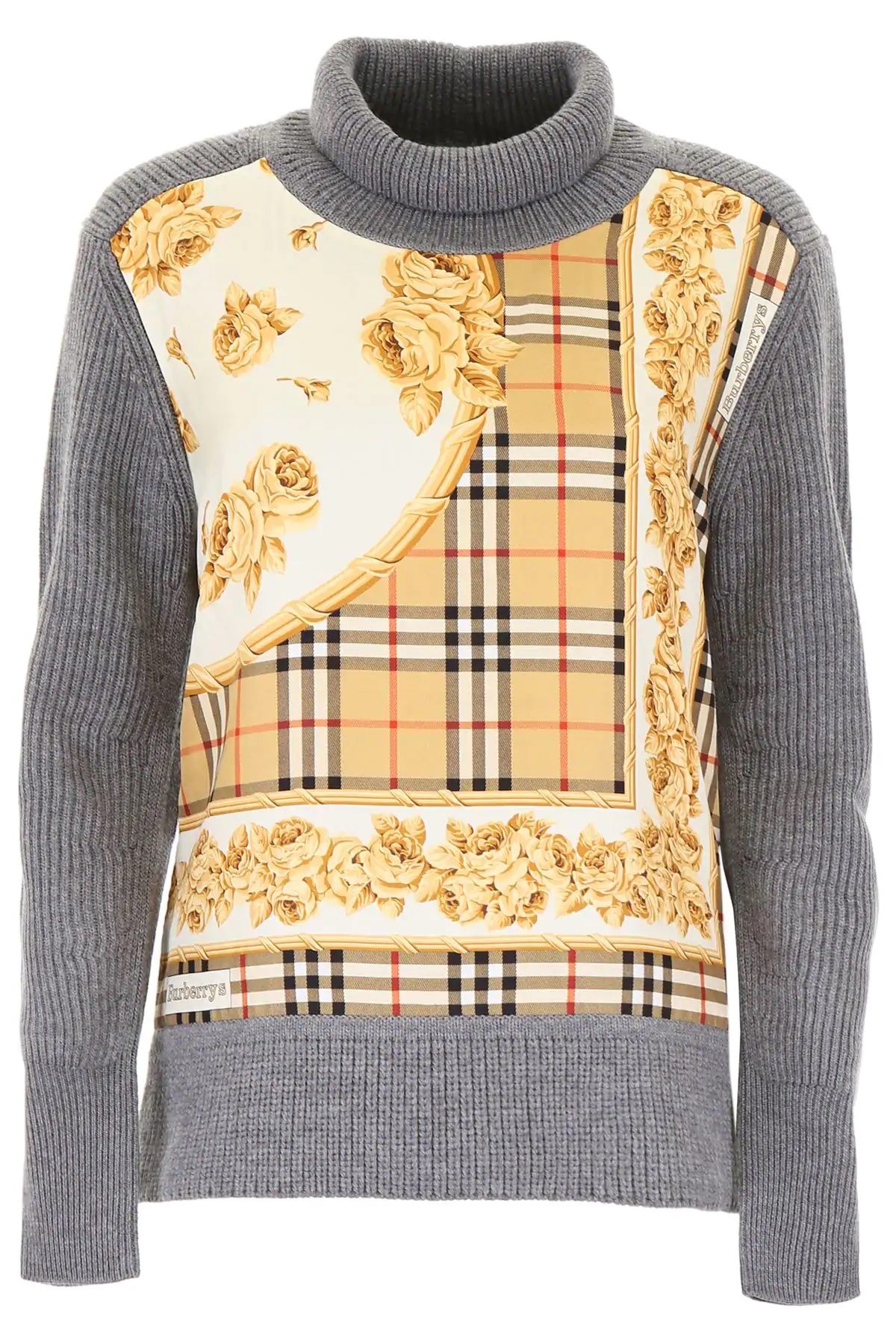 BURBERRY LADIES SCARF PRINT TURTLENECK SWEATER