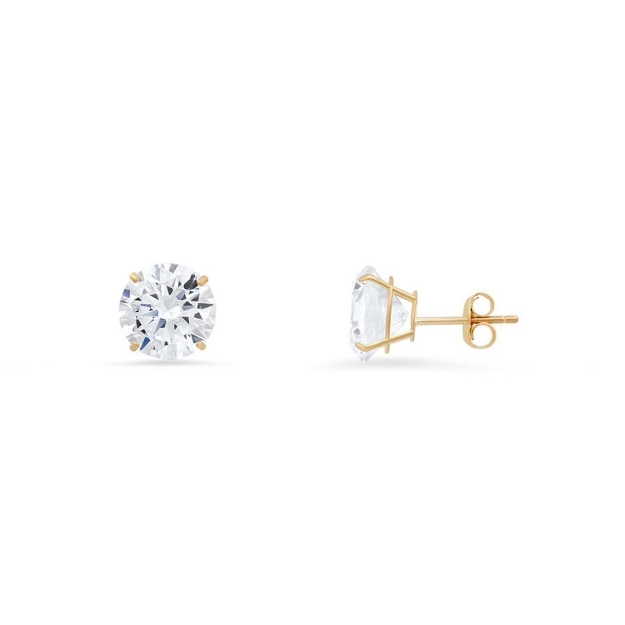 Kylie Harper 10k Yellow Gold Petite 4mm Round-cut Cubic Zirconia Cz Stud Earrings In Gold-tone