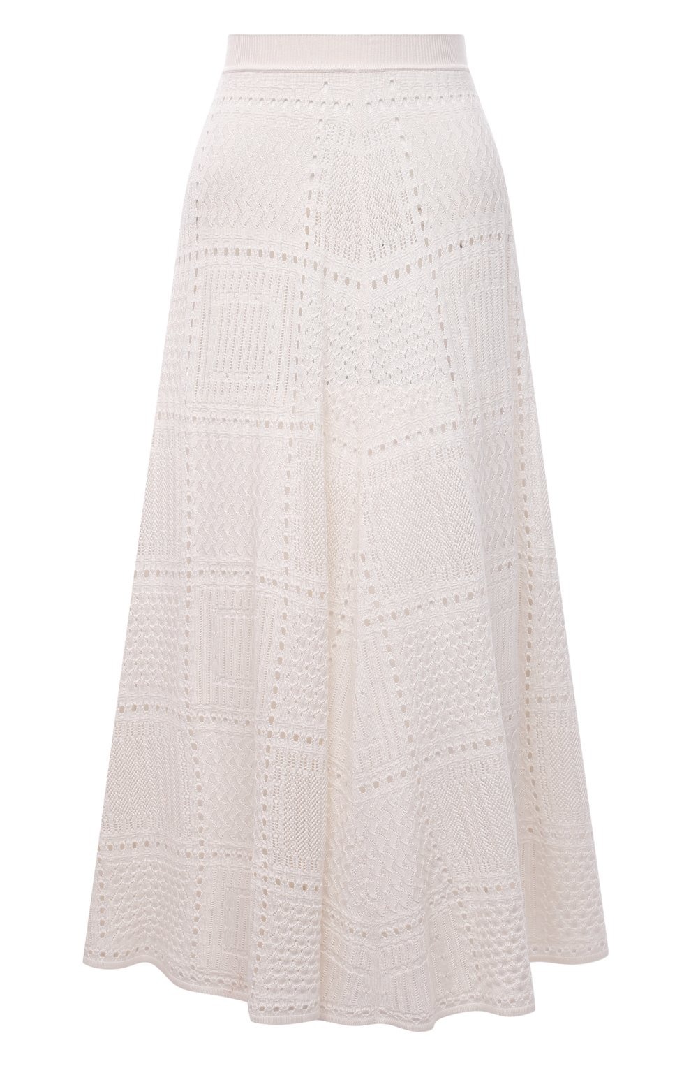 Chloé Chloe Ladies Cloudy White Full Kniited Midi Skirt