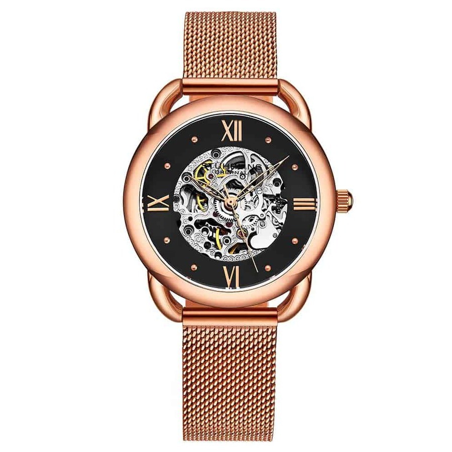 Stuhrling Original Legacy Black Dial Ladies Watch M15905 In Black / Gold Tone / Rose / Rose Gold / Rose Gold Tone