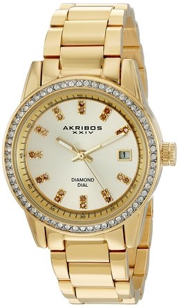 Akribos Xxiv Lumin Gold Dial Ladies Watch Ak928yg In Gold / Gold Tone