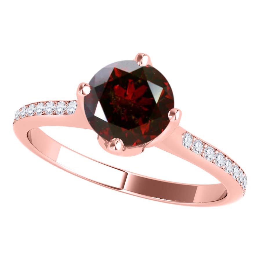 Click to view more detailed imagery on our partner's website Maulijewels 1.15 Carat Natural Round Red Diamond Women Solitaire Engagement Ring In 14k Solid Rose Gold In Size In Gold Tone,pink,red,rose Gold Tone,white