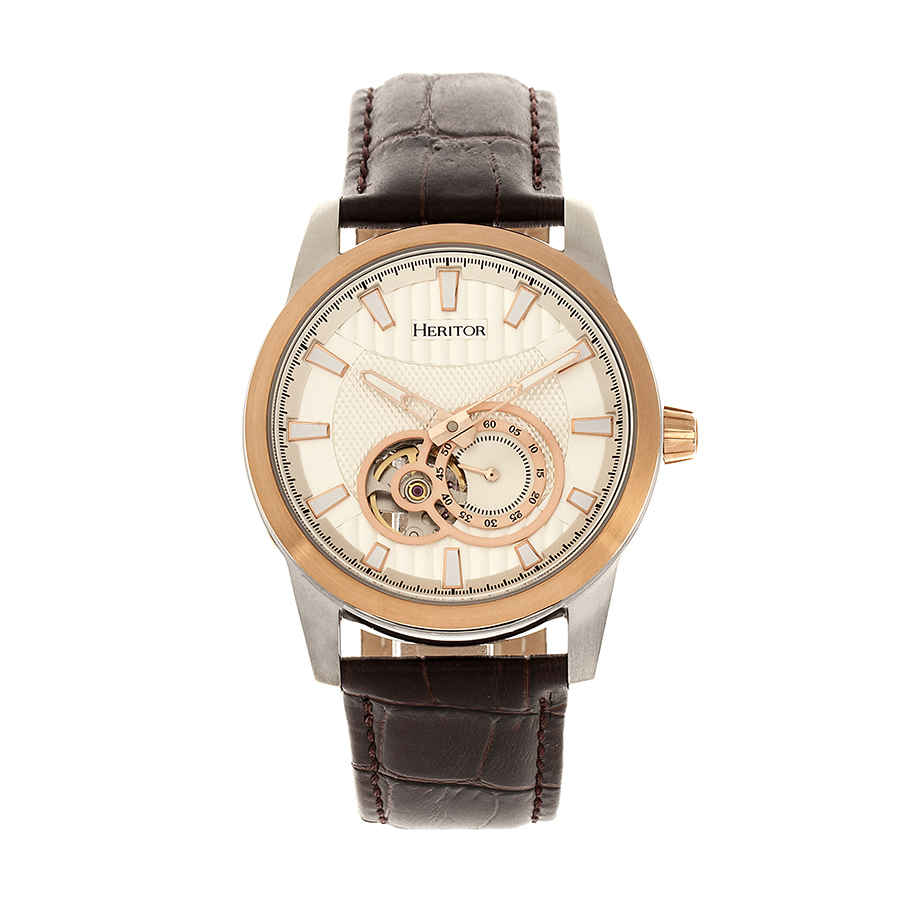 Heritor Davidson Automatic Silver Dial Mens Watch Hr8003 In Brown,gold Tone,pink,rose Gold Tone,silver Tone