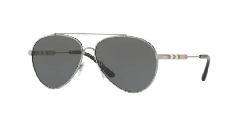 Burberry Grey Aviator Ladies Sunglasses Be3092q-100387-57 In Grey,gunmetal