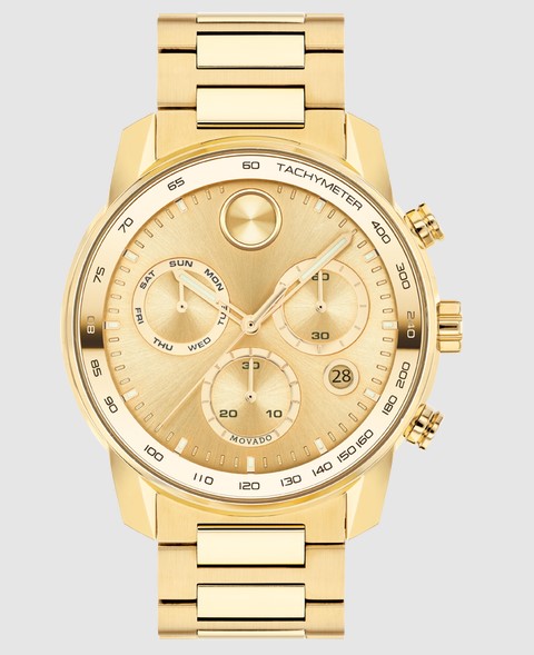 Movado Men's Bold Verso Yellow Ionic Gold-tone Plated Steel Bracelet Watch 44mm In Gold / Gold Tone / Yellow