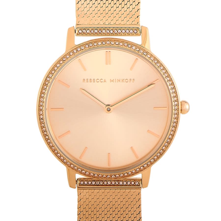 Shop Rebecca Minkoff Major Quartz Crystal Rose Dial Ladies Watch 2200393 In Gold Tone / Rose / Rose Gold Tone