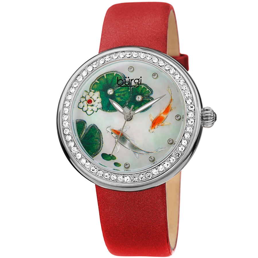 Burgi Quartz Beige Koi Fish Dial Ladies Watch Bur188rd In Red   / Beige / Mother Of Pearl