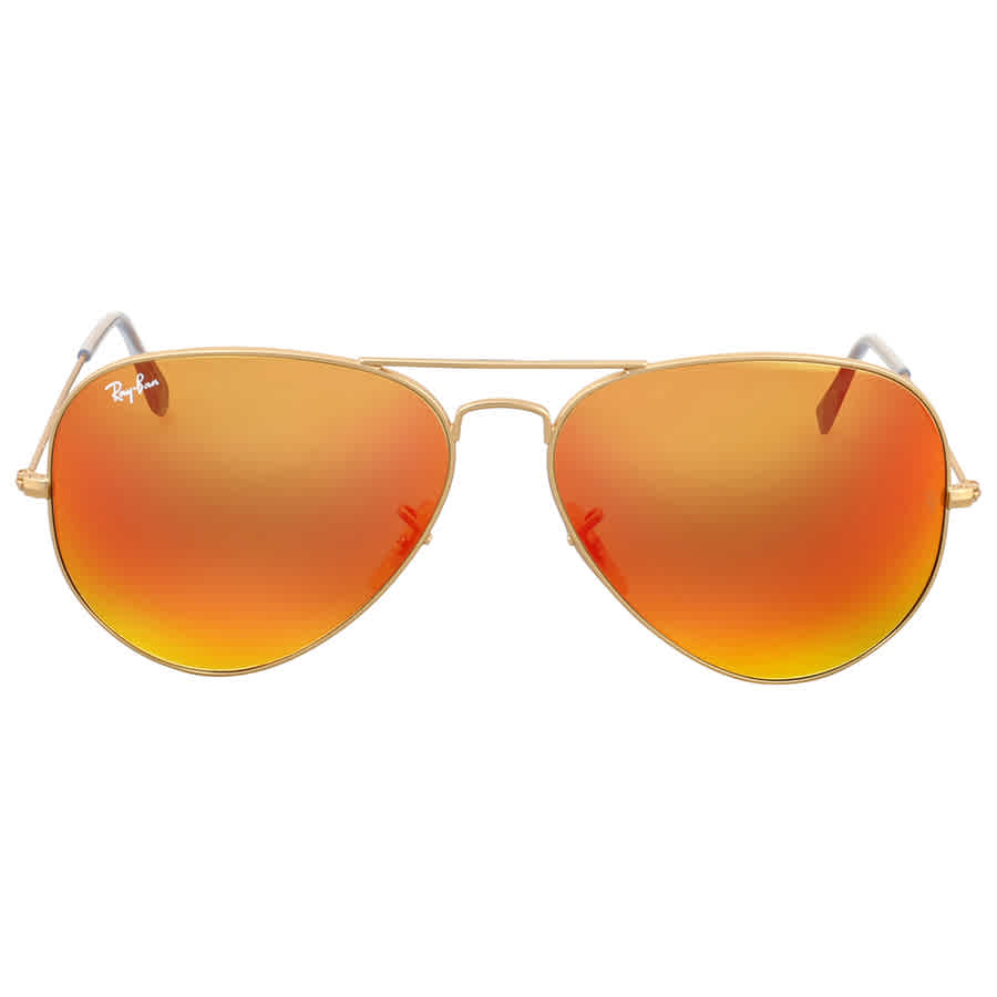 Ray Ban Orange Flash Aviator Sunglasses In Gold Tone,orange  display picture 1