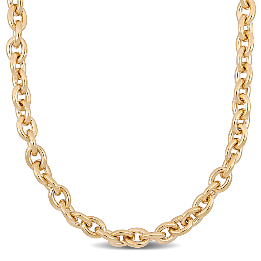 Amour 11mm Oval Link Necklace In Yellow Plated Sterling Silver In Yellow