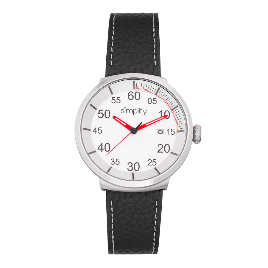 SIMPLIFY SIMPLIFY THE 7100 QUARTZ WHITE DIAL BLACK LEATHER WATCH SIM7101