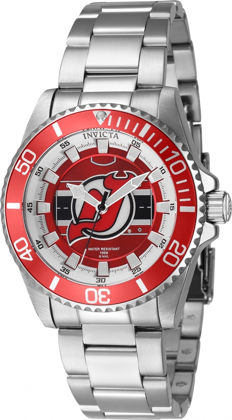 Invicta Nhl New Jersey Devils Quartz Red Dial Ladies Watch 42221 In Red   / Black / Silver / White