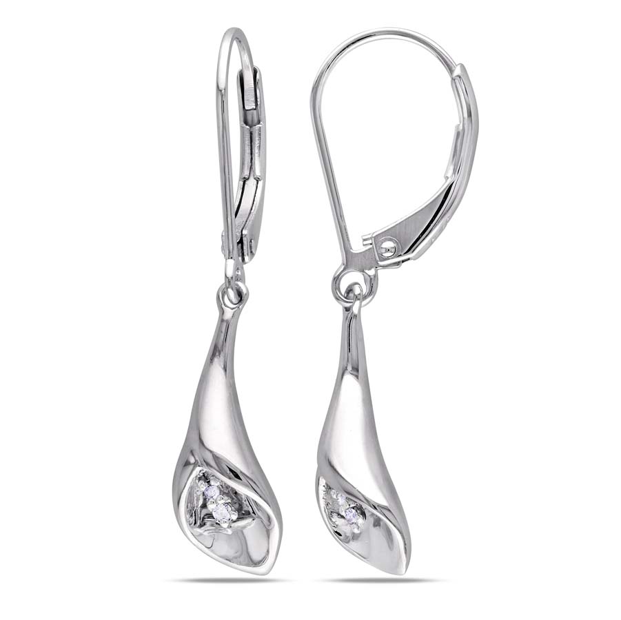 Amour 0.022 Ct Diamond Leverback Earrings Jms003180 In Silver / White