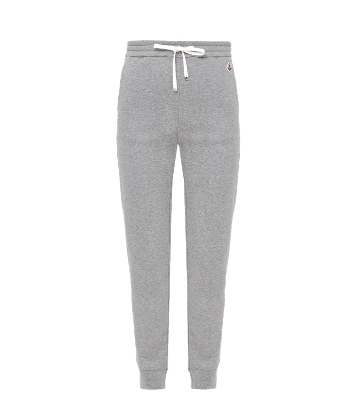 Moncler Ladies Logo Patch Sweatpants In Grey, Size X-small
