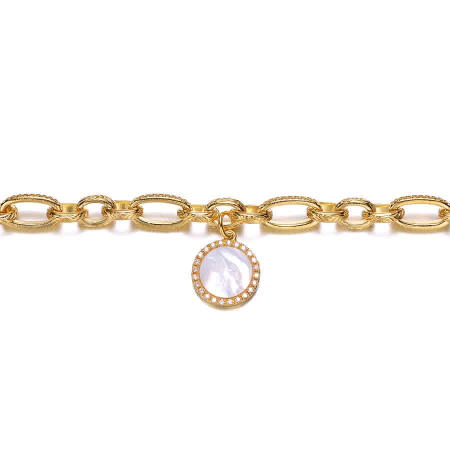 Shop Rachel Glauber 14k Gold Plated Cubic Zirconia Chain Bracelet In Gold-tone