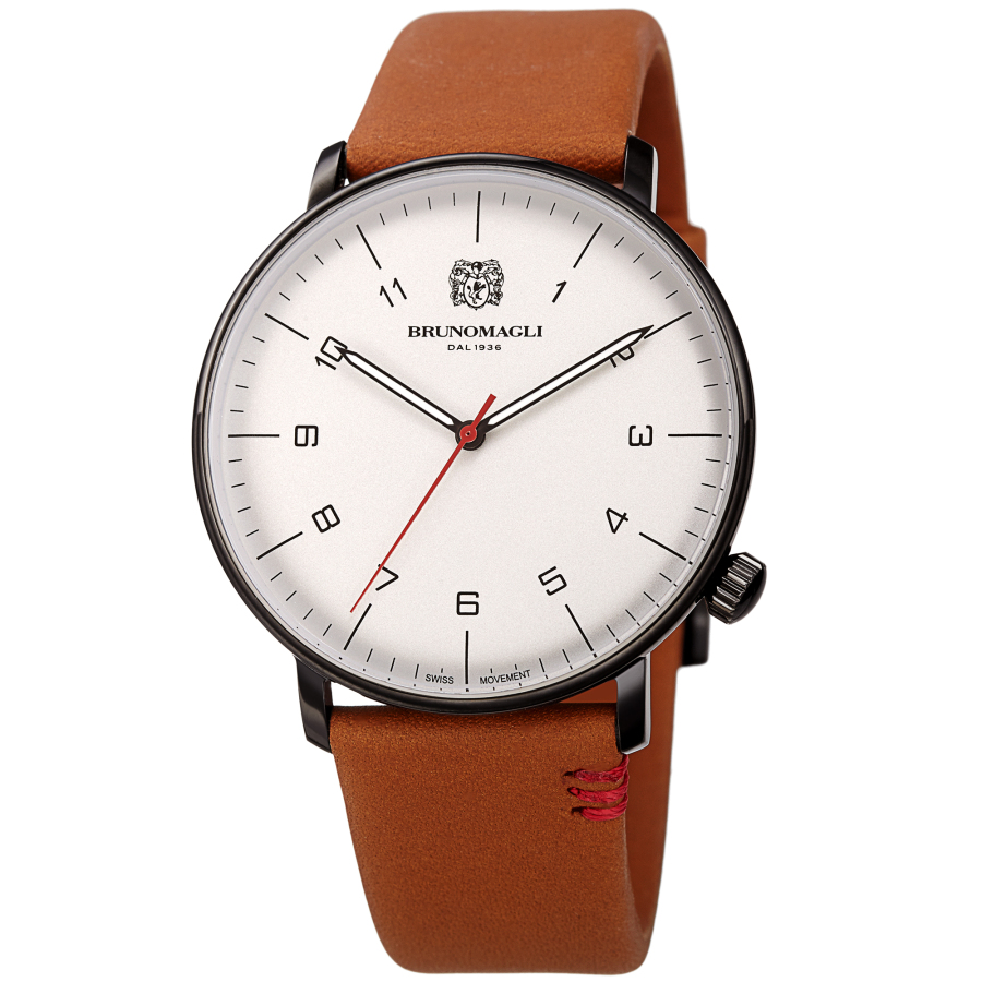 Bruno Magli Roma Moderna Quartz White Dial Mens Watch 18.191165.bu In Black / Tan   / White