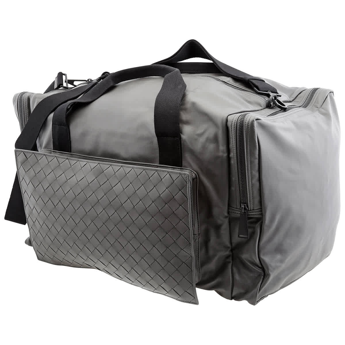 Bottega Veneta Mens Leather Duffle Bag In Grey In Grey 1