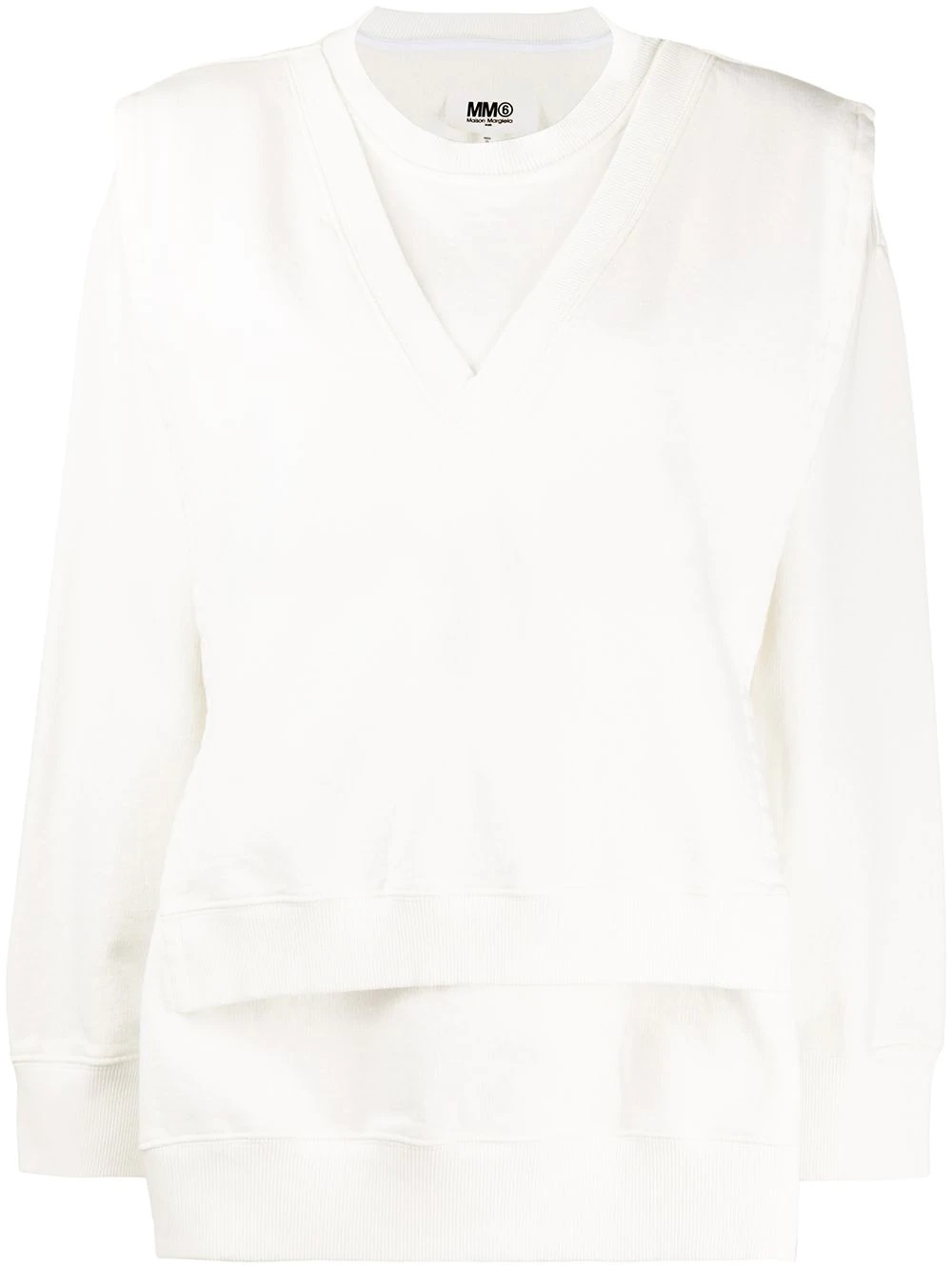 MM6 MAISON MARGIELA MM6 LADIES WHITE LAYERED BOXY SWEATSHIRT