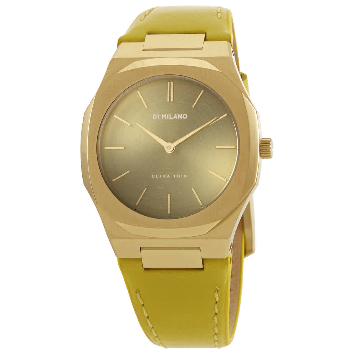 D1 Milano Ultra Thin Quartz Yellow Soleil Dial Ladies Watch Utll12 In Gold Tone,yellow