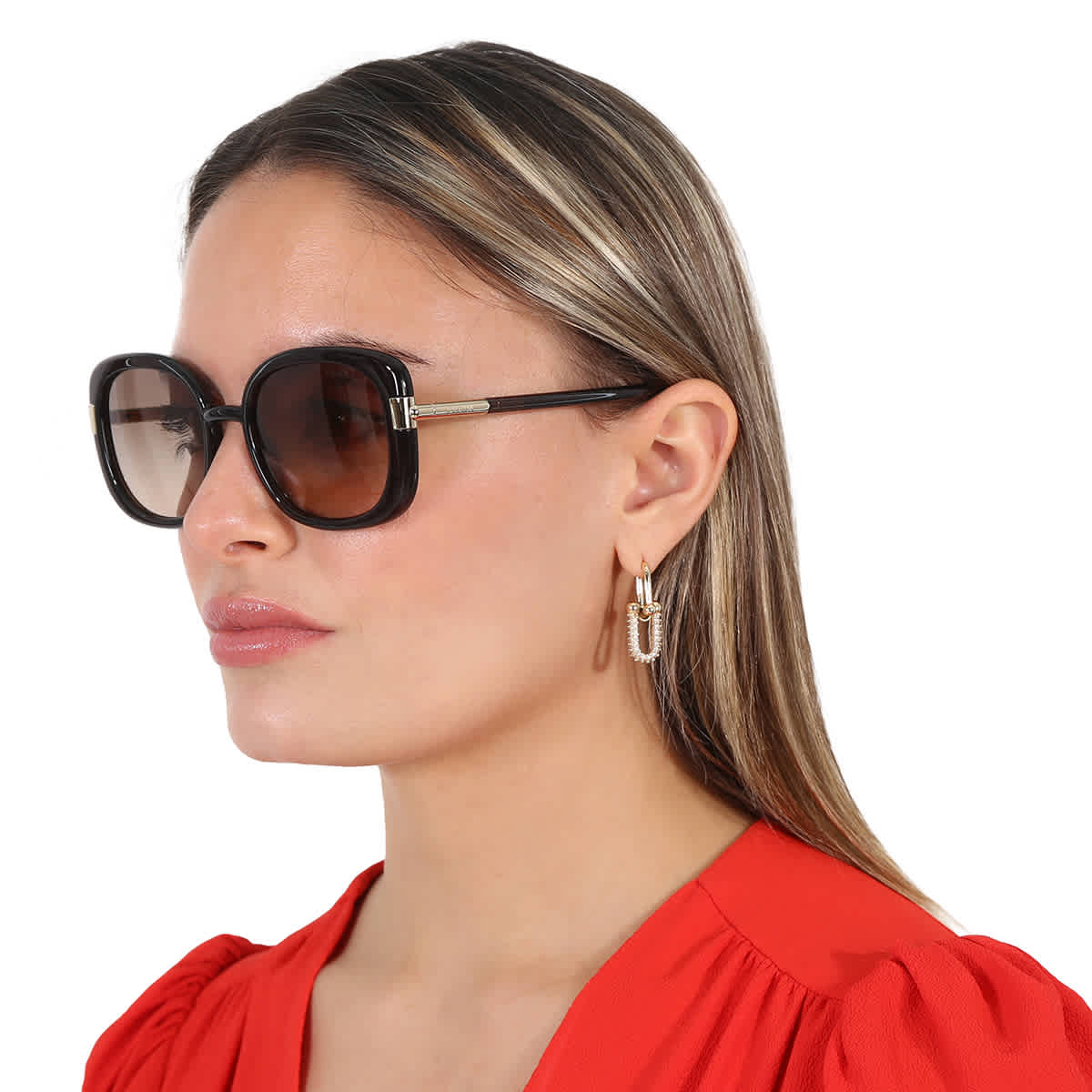 Brown Gradient Gray Square Sunglasses