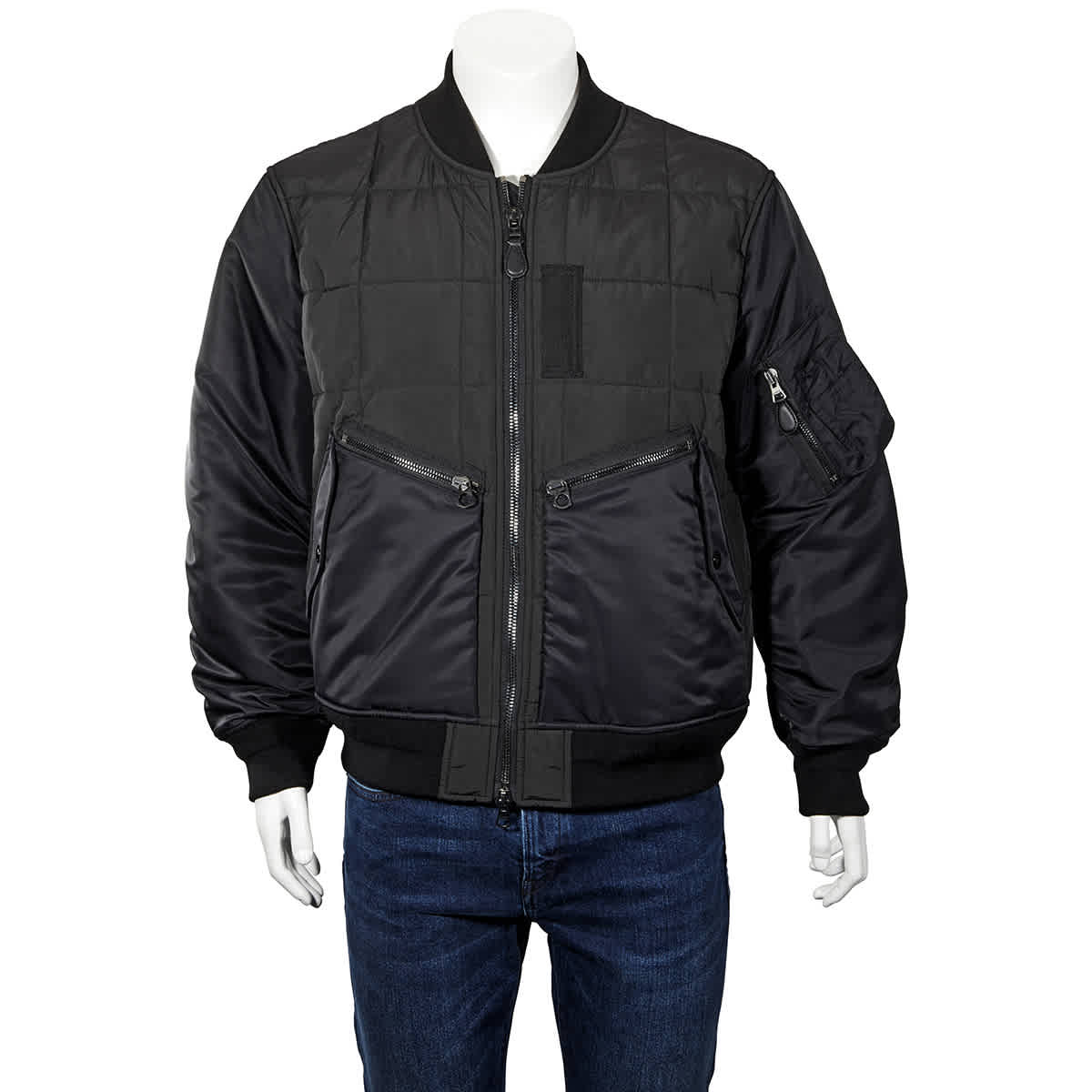 men's quilted patch bomber jacket