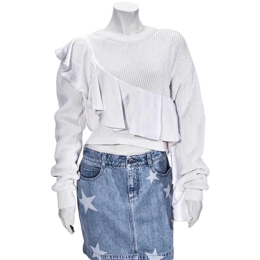 FILLES À PAPA FILLES A PAPA LADIES KNIT TOPS WHITE WEAVE KNIT WHITE