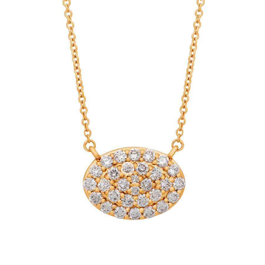 Shop Tresorra 18k Rose Gold Oval Cluster Diamond Necklace In Yellow