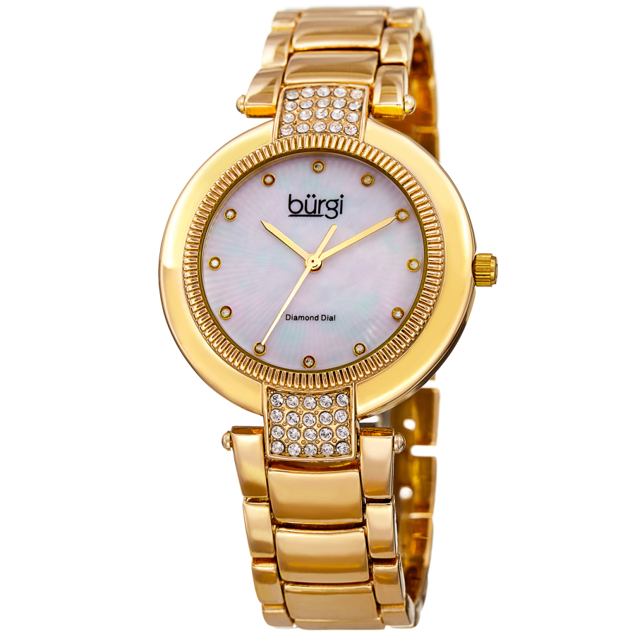 Burgi Quartz Diamond White Mother Of Pearl Dial Ladies Watch Bur181yg In Gold Tone / Mother Of Pearl / White