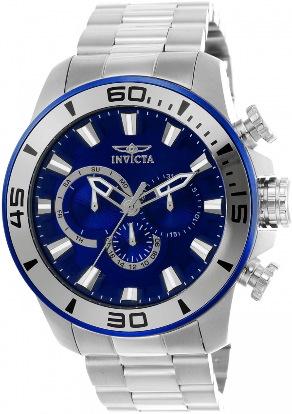 Invicta Pro Diver Blue Dial Chronograph Mens Watch 22586 In Blue / Skeleton