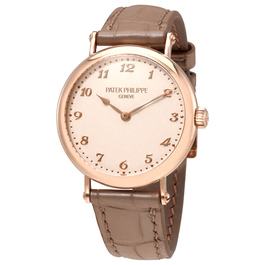 Patek Philippe Calatrava Ladies Automatic Watch 7200r-001 In Cream / Gold / Rose / Rose Gold / Tan