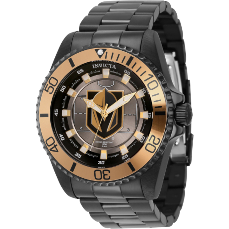 Invicta Nhl Vegas Golden Knights Quartz Grey Dial Ladies Watch 42244 In Gold / Gold Tone / Grey