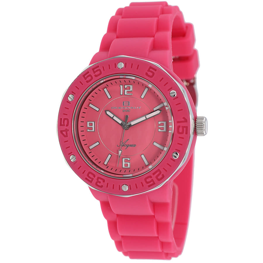 Oceanaut Acqua Pink Dial Pink Rubber Strap Ladies Watch Oc0212