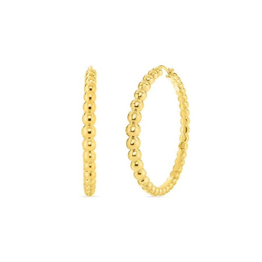 Roberto Coin Yellow Gold Bead Hoop Earring 6740584ayer0