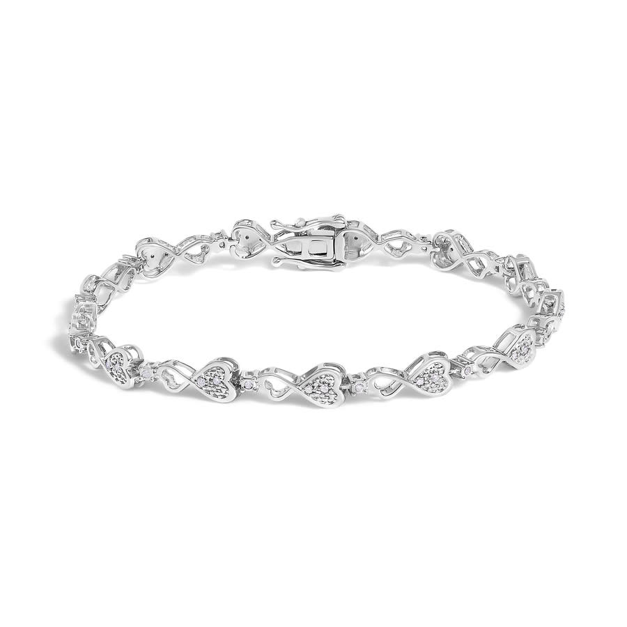Haus of Brilliance .925 Sterling Silver 1/4 Cttw Diamond Infinity Heart Link Bracelet
