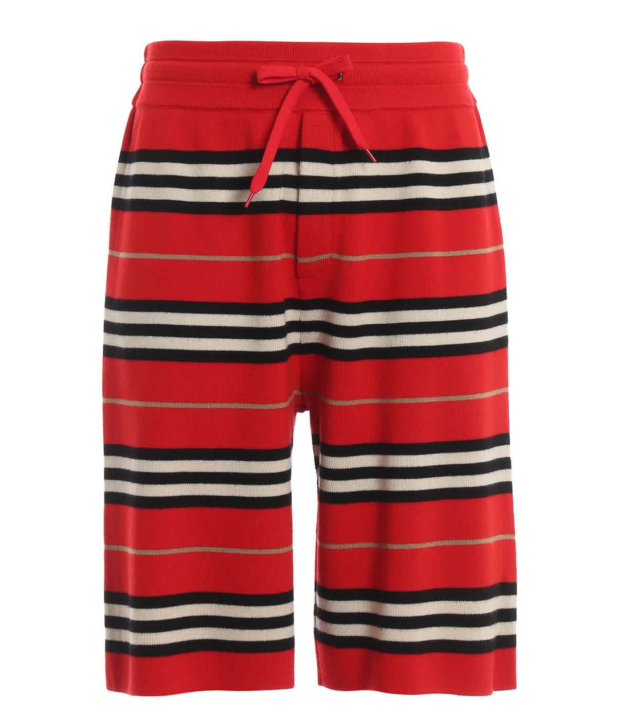 Burberry Merino Wool Jacquard Knit Shorts In Red