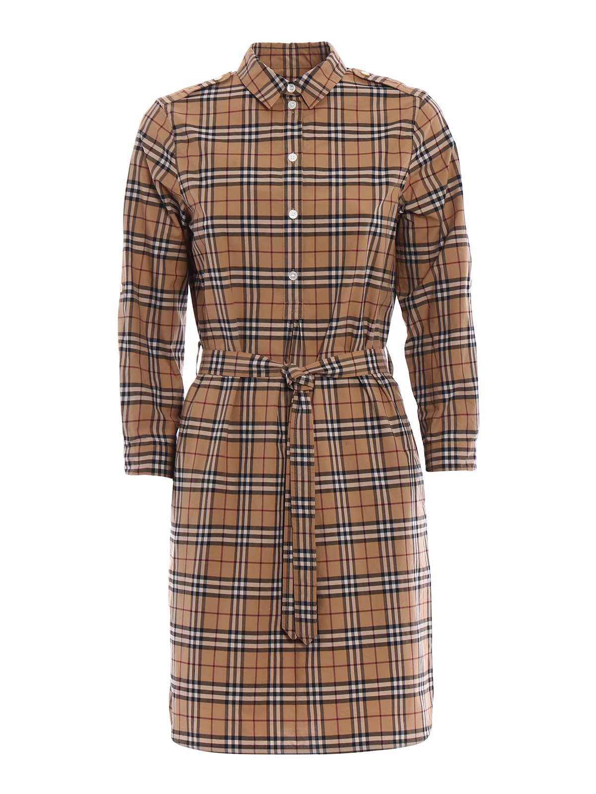 Burberry Kelsynt Tartan Print Shirt Dress In Yellow