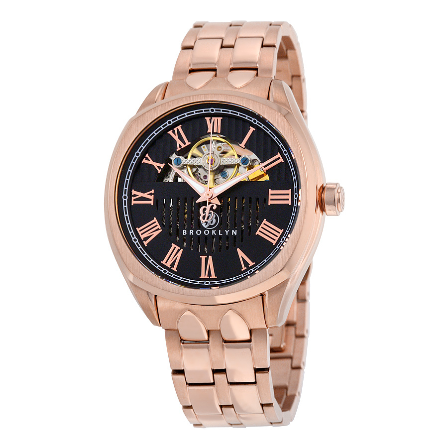 Brooklyn Watch Co. Brooklyn Dunham Skeleton Automatic Black Dial Mens Watch 202-m3262 In Black,gold Tone,pink,rose Gold Tone