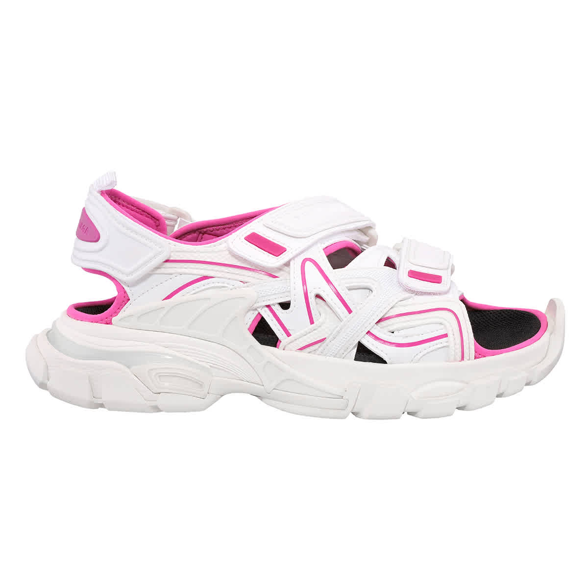 Balenciaga 30mm Track Faux Leather & Nylon Sandals In White/fluo Rose